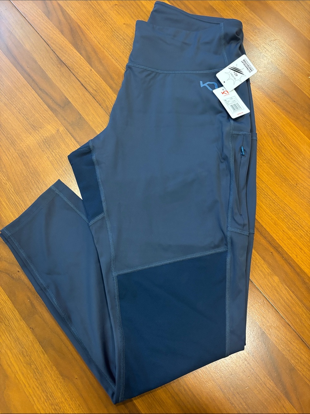 Kari Traa Women’s Navy Blue Ane High Waist Tights/Leggings with Zip Pocket, XL